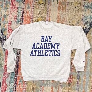 Vintage Champion Gray 1990s Bay Academy Athletics Crewneck Pullover Sweatshirt
